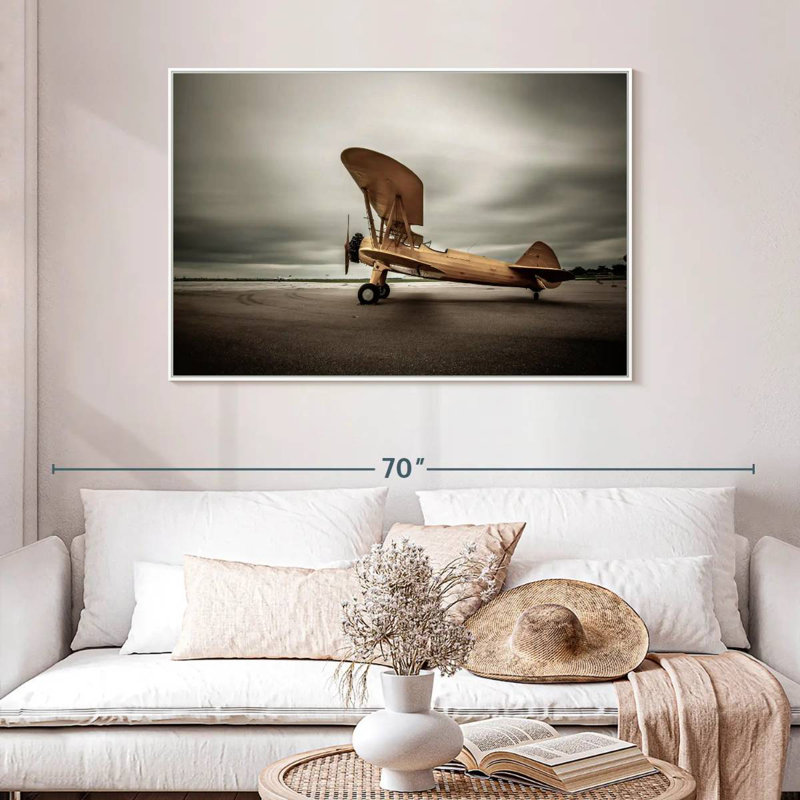 Biplane, 13" X 9", Floating Frame White