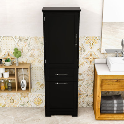 Grande armoire de salle de bain Hodapp avec 2 tiroirs à poignées en acrylique et tablettes réglables