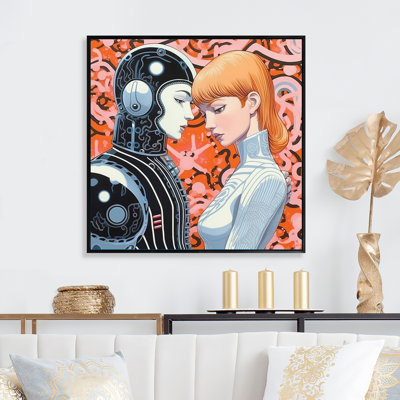 " Hot Robots In Love Retro Illustration I "