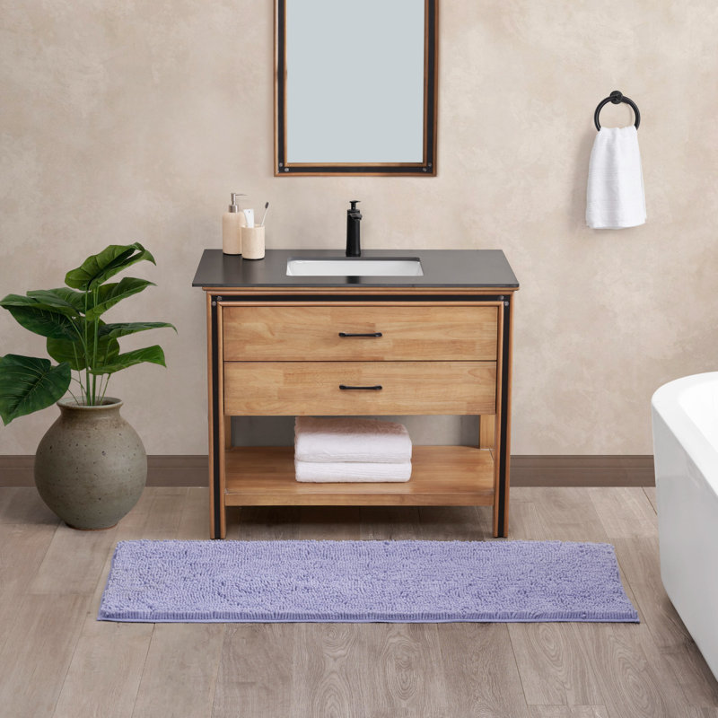 Non-Slip Bath Mat - Basics by Wayfair™, Lavender, Single - 24" L x 60" W