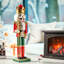 15 pouces décorations de Noël casse-noisette, décorations de Noël casse-noisette en bois décorations de Noël casse-noisette pour foyer de table intérieur maison hiver, rouge