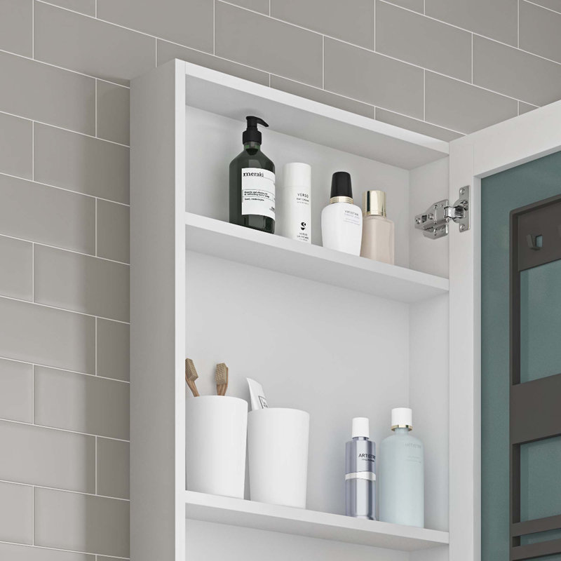 Armoire à pharmacie avec cadre à miroir sans cadre 20 po, bordures biseautées à miroir et porte à ouverture à droite, 30"