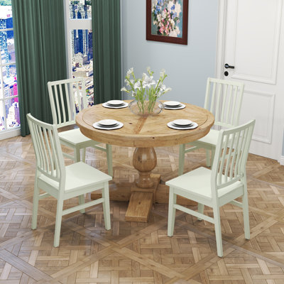 Ensemble de salle à manger 5 pièces Mid-Century moderne en bois et chaises rembourrées pour la maison, la cuisine, la salle à manger