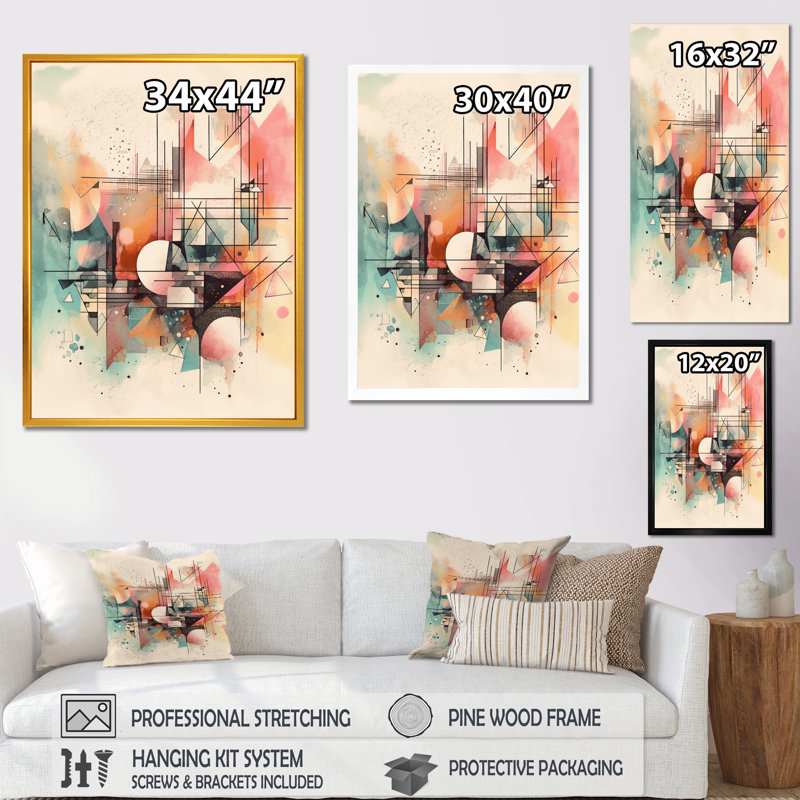 Explorations In Serenity V - impressions géométriques modernes sur toile, H 32 po x l 16 po x P 1 po