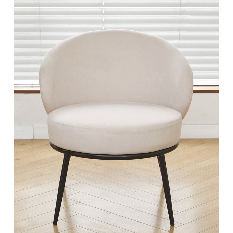 Velvet upholstery metal leg accent chair, White Velvet