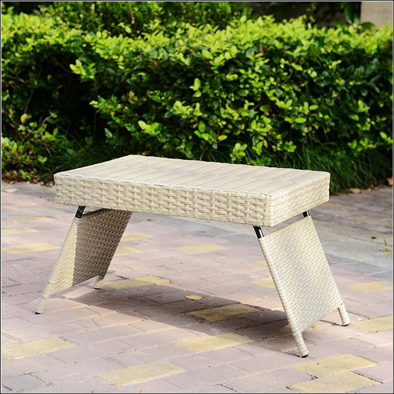Table pliante portative en osier, légère et durable pour un rangement facile et une utilisation à l'extérieur, Gris