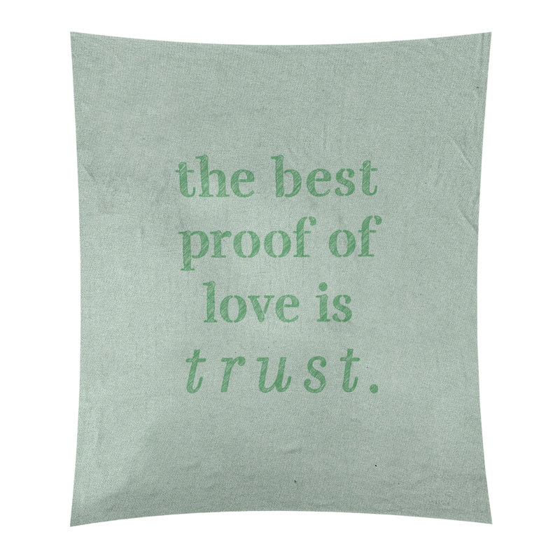 Tapisserie en polyester et citation manuscrite en polyester, H 27,5 po x l 37,5 po, Vert