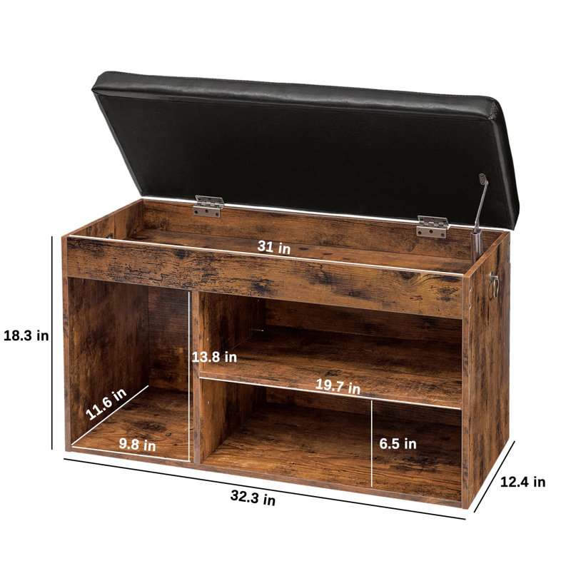 Banc de rangement rembourré en similicuir Colesha