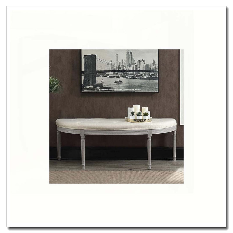 Banc rembourré capitonné beige clair Coastal