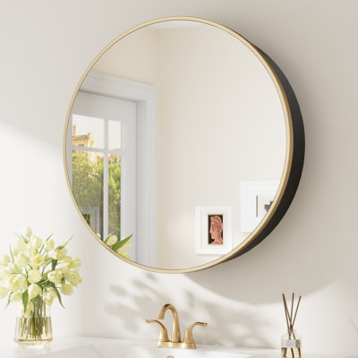Gervon Round Wall Mounted Medicine Cabinet with Shelves