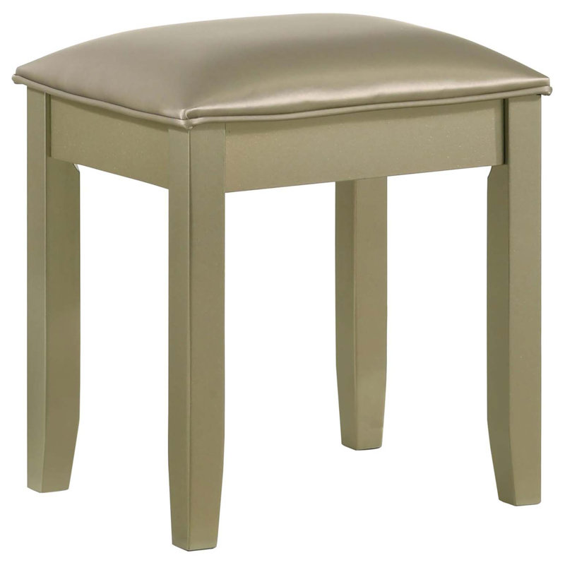 Tabouret de coiffeuse champagne avec siège rembourré, Siège beige / cadre champagne