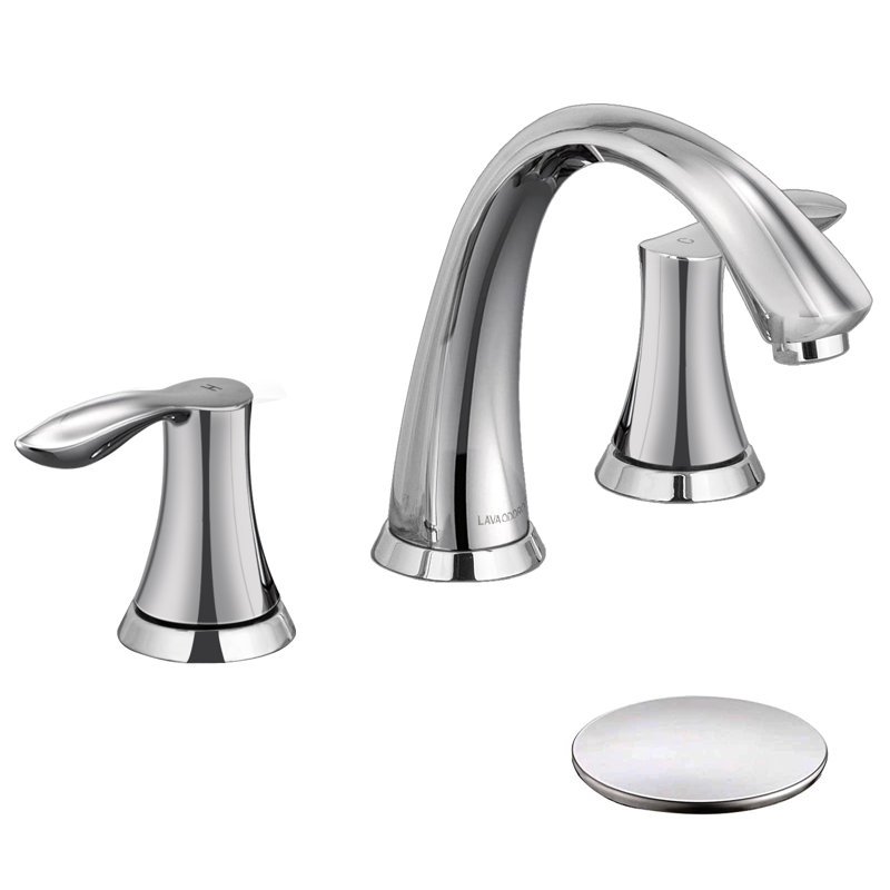 Widespread 2-Handle Bathroom Faucet with Drain Assembly, Chrome