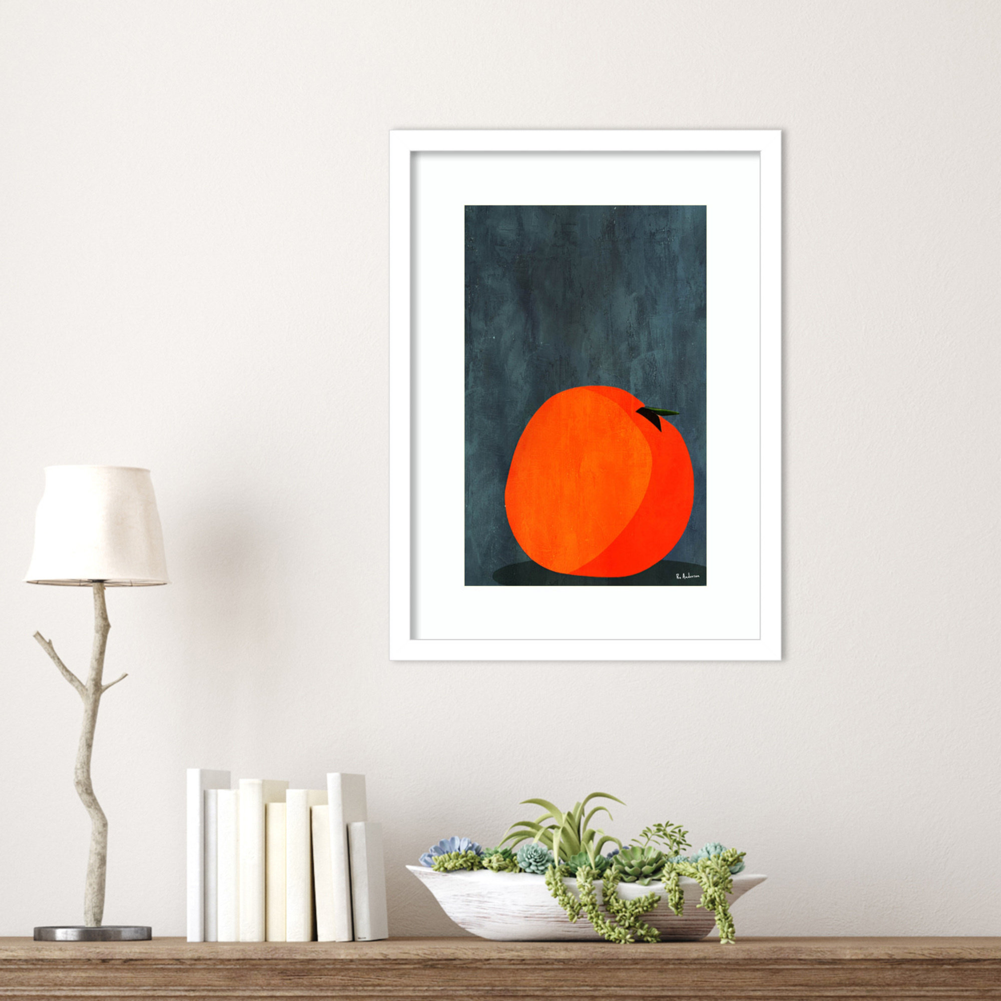 Calmly Sleeping Apple by Bo Anderson Wood Framed Wall Art Print, White, 19" H x 14" W