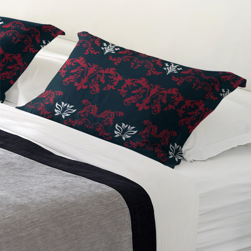 Football Baroque Pattern Pillow Sham, King, Polyester, Blue/Red/White
