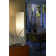 Internal Table Lamp - Chrome, White Linen Shade, Dimmer Switch