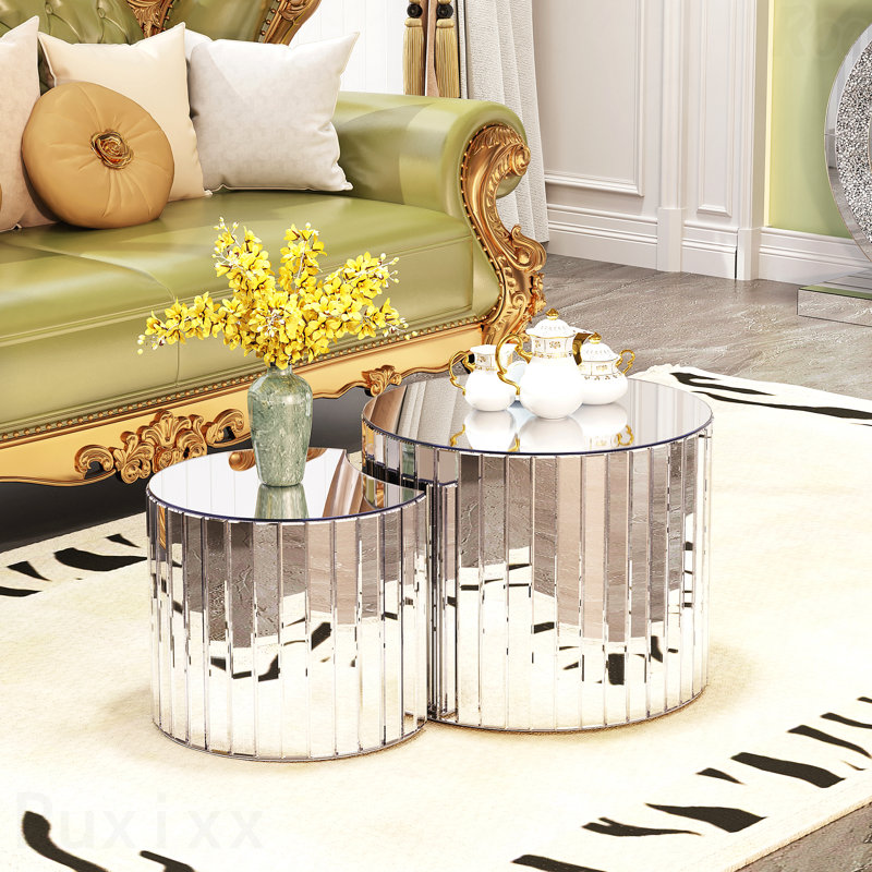 Petit meuble moderne argenté de luxe avec miroir