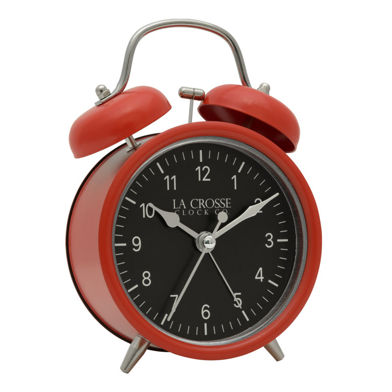 Analogue Metal Quartz Movement / Crystal Tabletop Clock with Alarm in Red