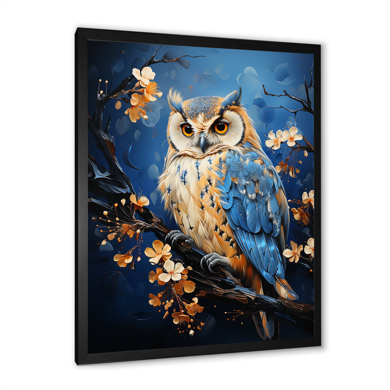 «Enchanted Forest Sentinels Owl» sur toile, Cadre noir, H 44 po x l 34 po x P 1,5 po