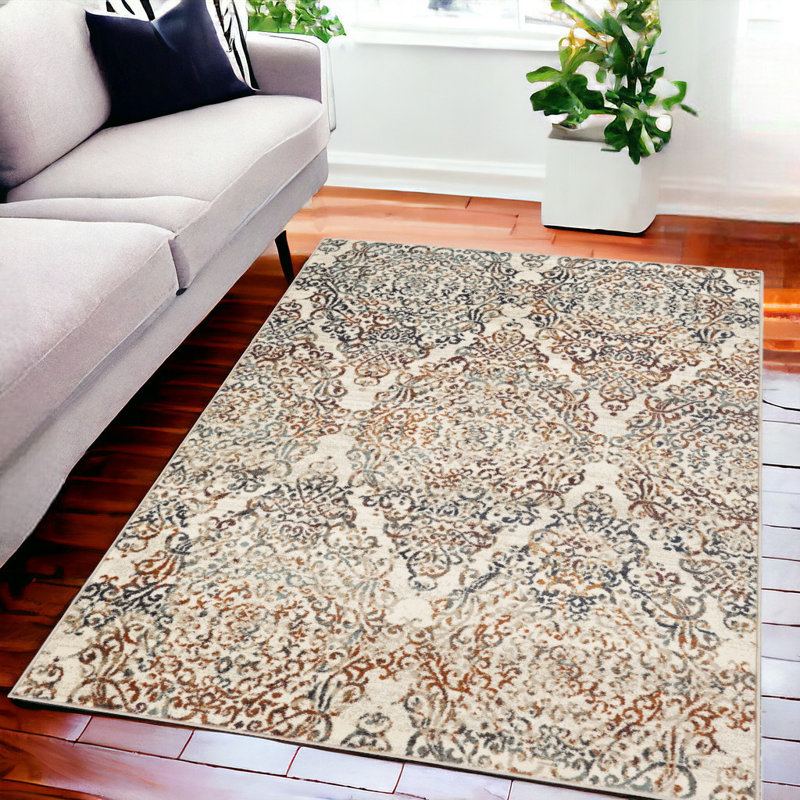 8' Runner Ivory Oriental Runner Rug, Rectangle 5' x 8'