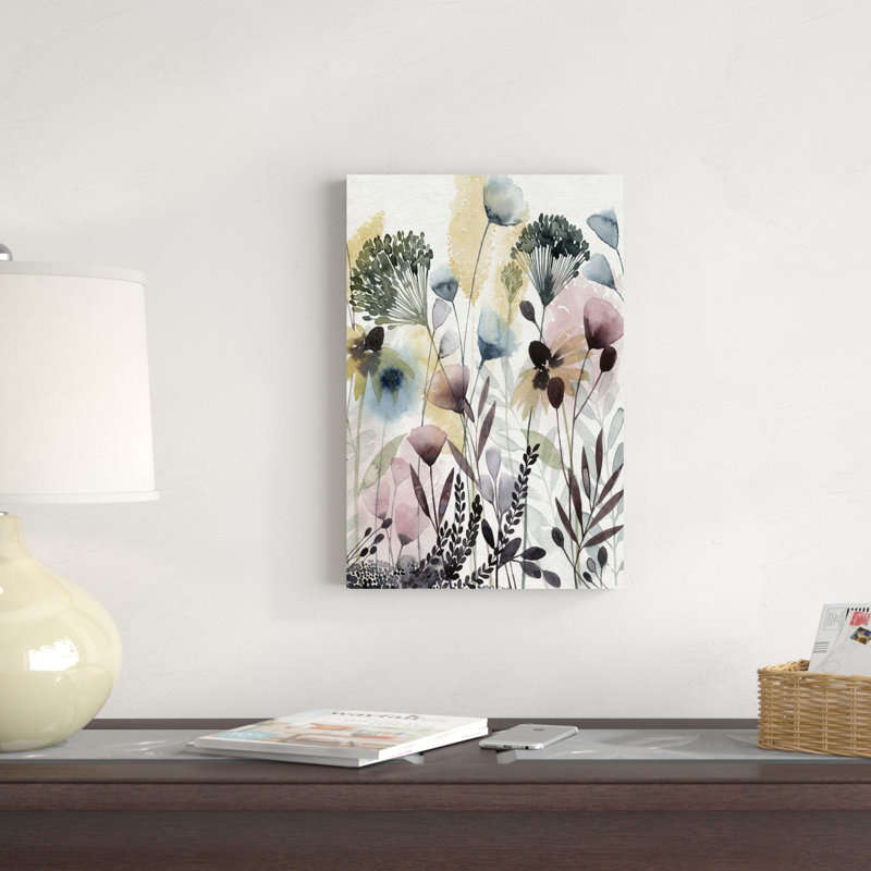 Aquarelle fleurs sauvages II, H 18 po x l 12 po