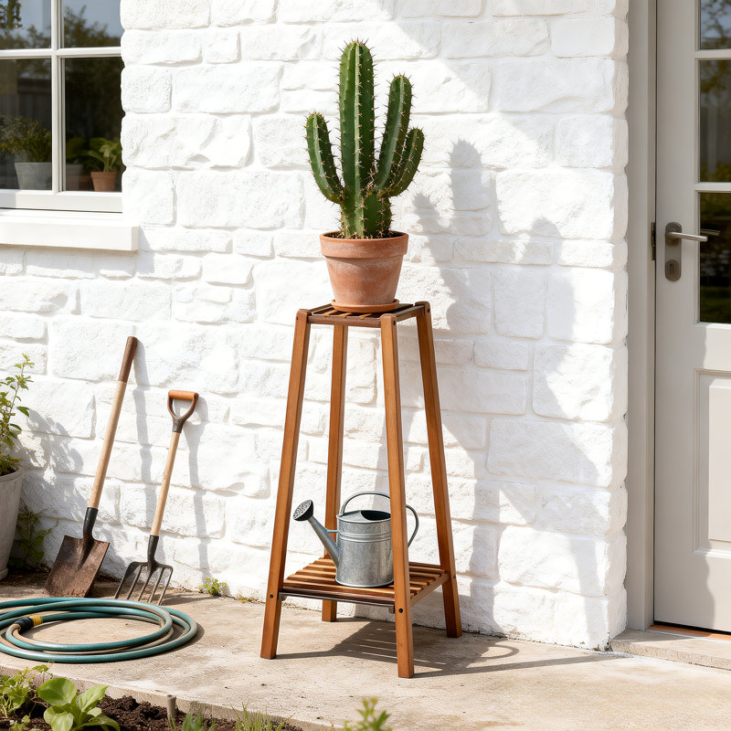 Support pour plante à 2 niveaux, support en pot en bambou, étagère pour pot de fleurs, salon, balcon, jardin