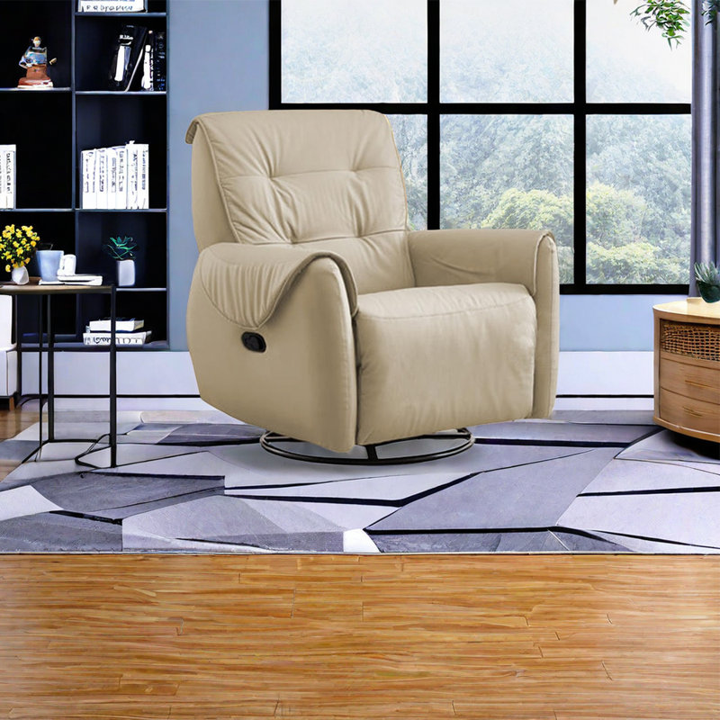 Fauteuil inclinable en similicuir Natig, Crème - jaune