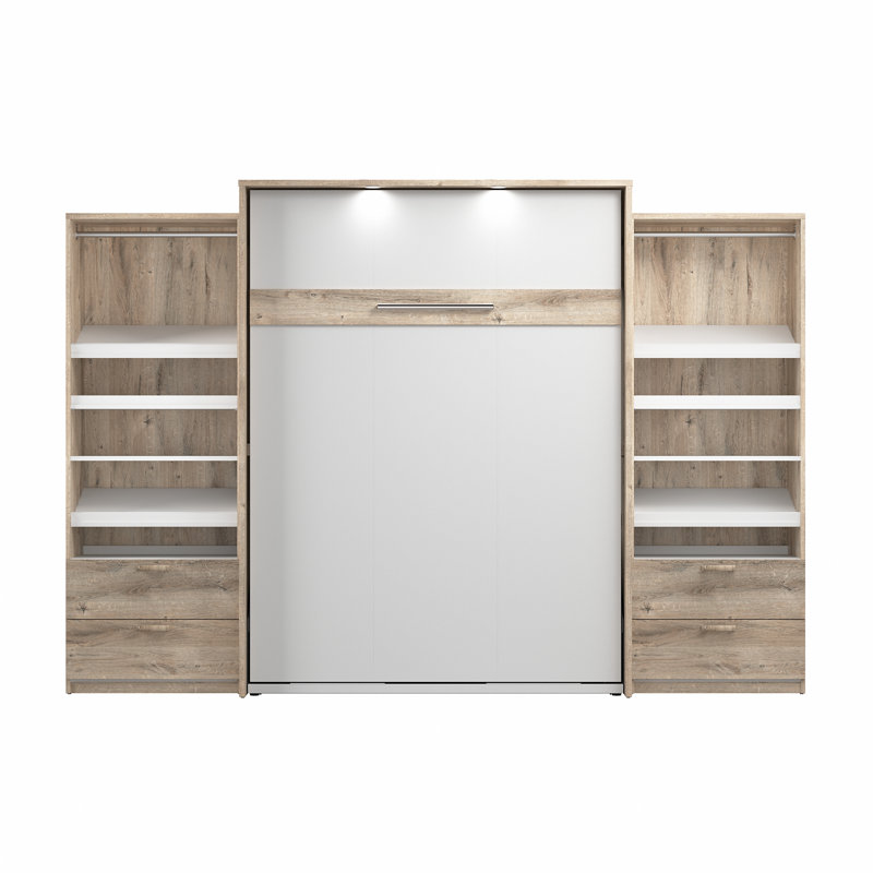 Osterman Murphy Bed, Queen, Rustic Brown/White