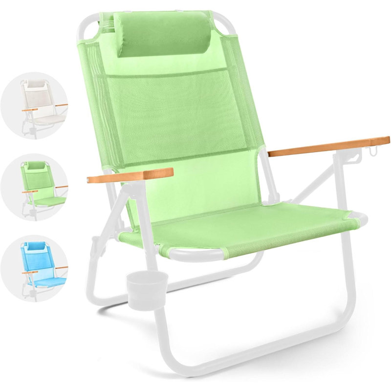 Chaise de plage pliante Adeodata, Blanc, Vert