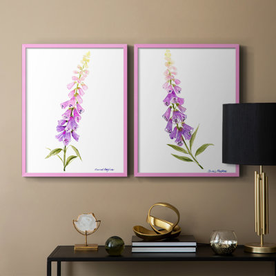«Annie's Foxglove I», reproduction encadrée de qualité supérieure - prête à être accrochée - aucun clou requis - aucun clou requis