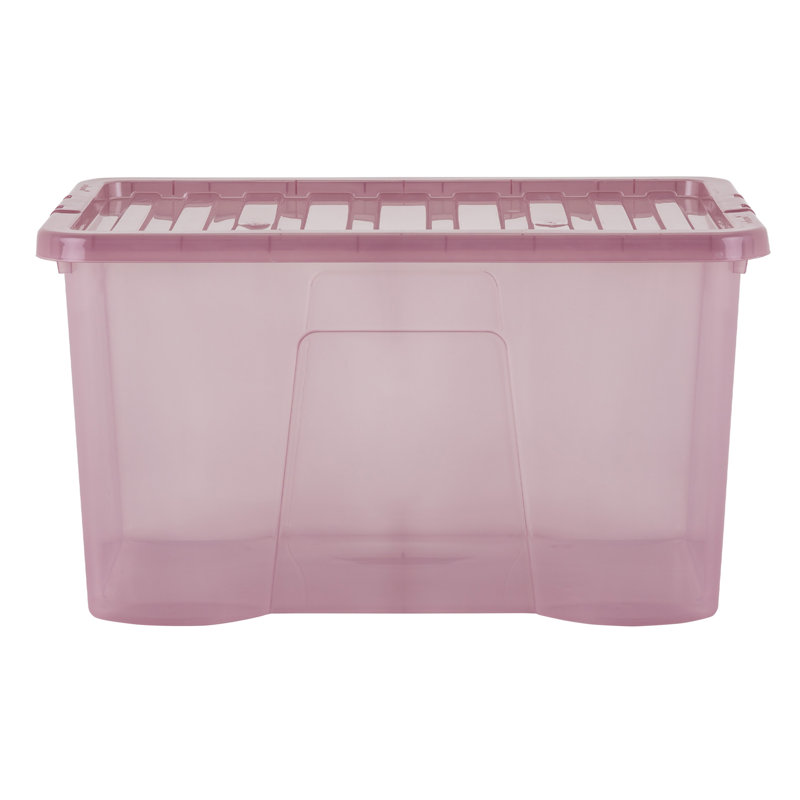 Wham Crystal 60L Plastic Storage Boxes Tint Dusky, Pink