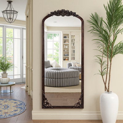 Alexiyah Arch Wood Mirror Ornate Full Length Accent Wall Mirror