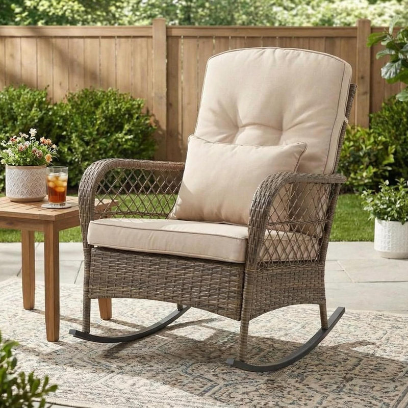 Patio Dining Set with, Brown, Beige
