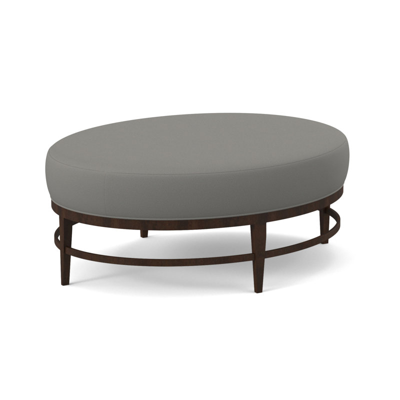 Elliptic Oval Ottoman, American Walnut, Fizz Ivory 100% Polyester
