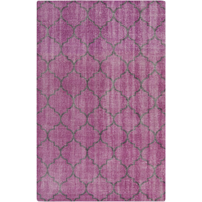 Tapis magenta en laine noué à la main Elsea