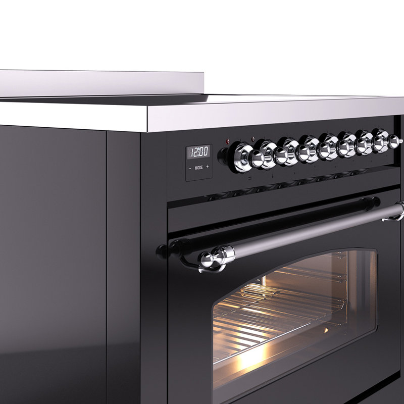ILVE Nostalgie II 36 in Induction Range, Glossy Black/Chrome