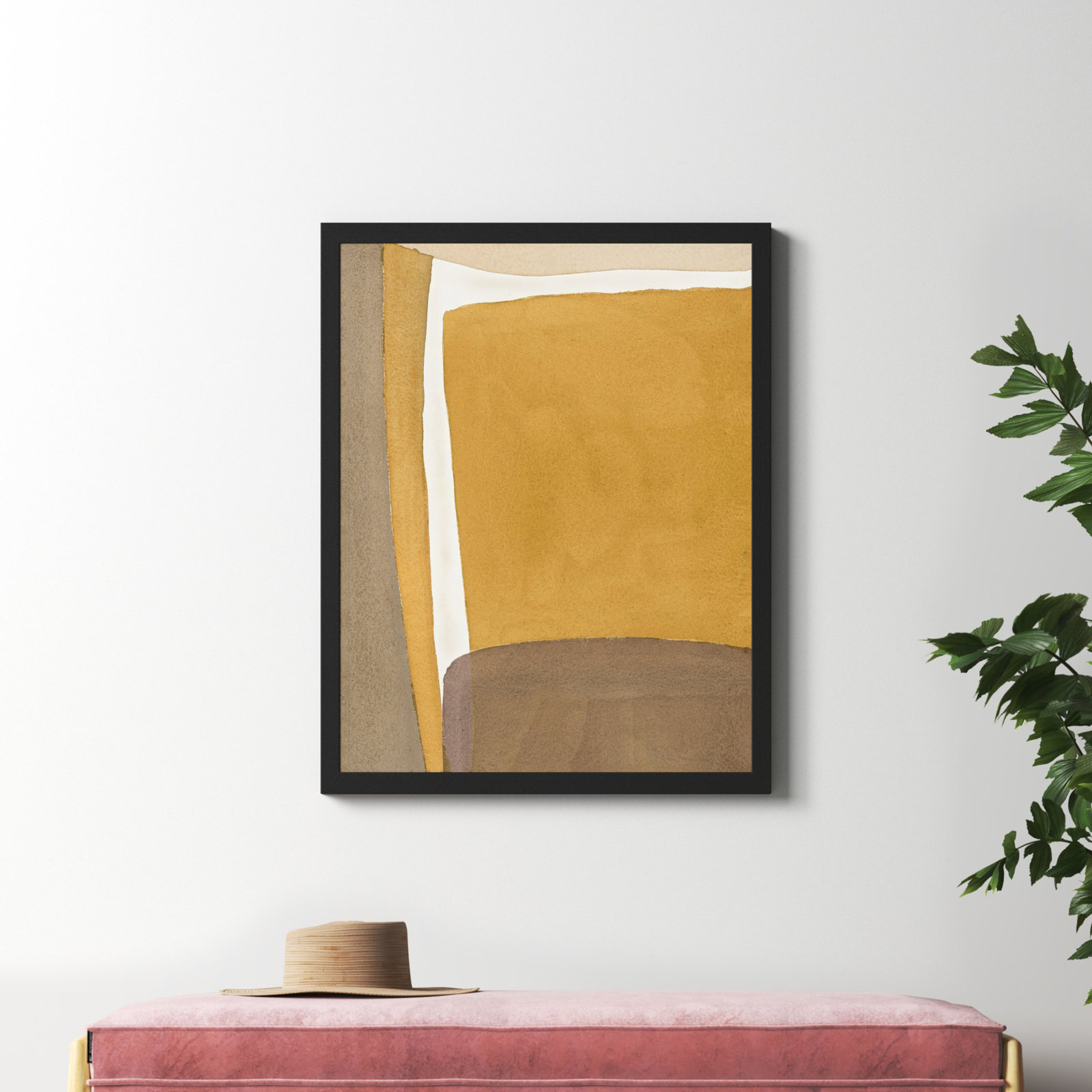 Light Ochre by Julia Balfour, Black Framed Paper, 38" H x 30" W x 1.25" D