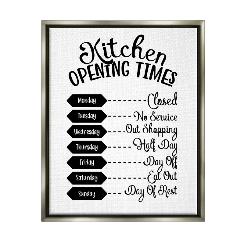 «Kitchen Kitchen Times», texte humoristique antique par lettré et doublé - reproduction sur toile flottante