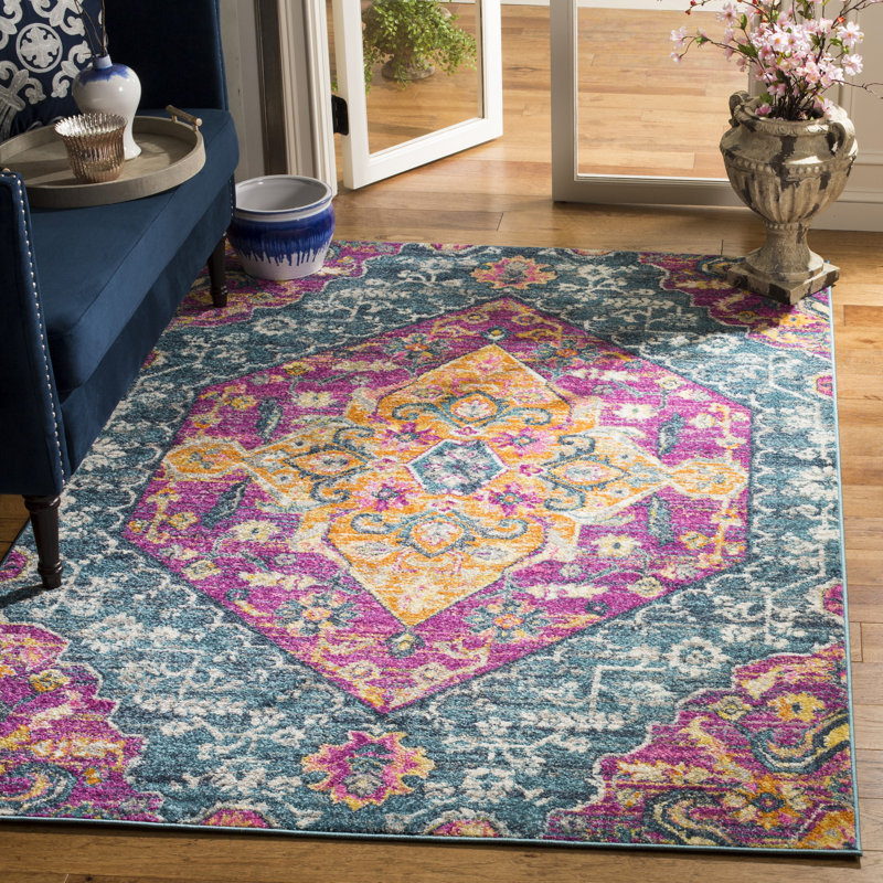 Tapis à motif oriental orange Felty, Rectangulaire 3 pi x 5 pi