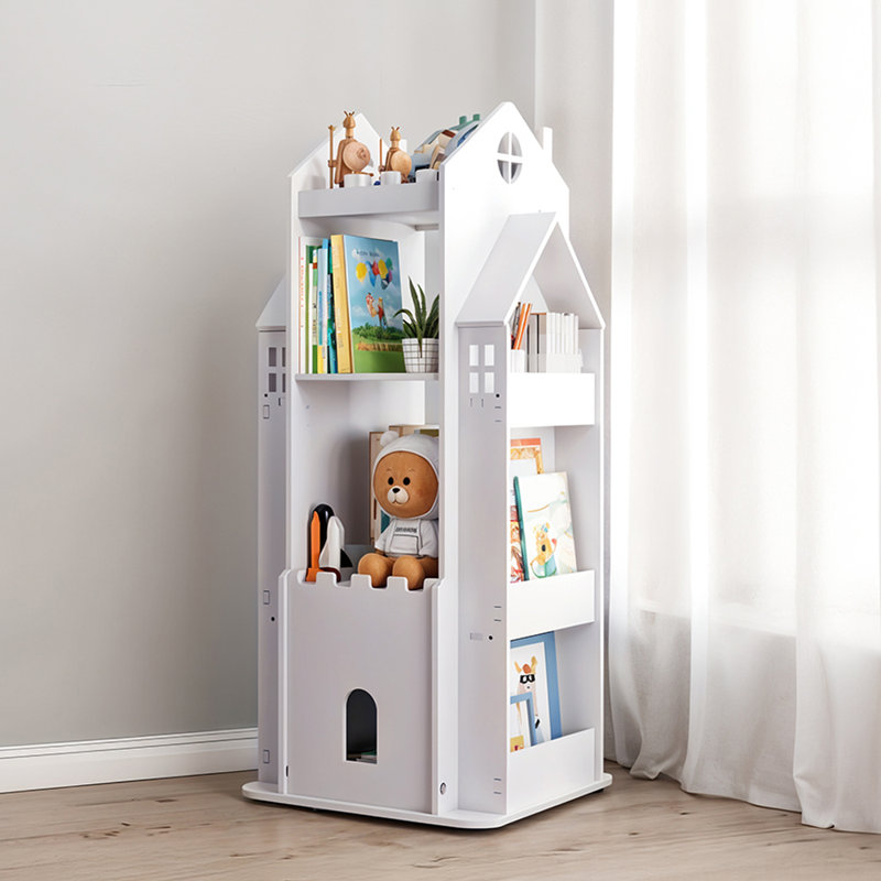 106cm H X 45cm W PVC Wood Plastic Board + Co-extruded Board + ABS Floating Shelf Kids Bookcase, White