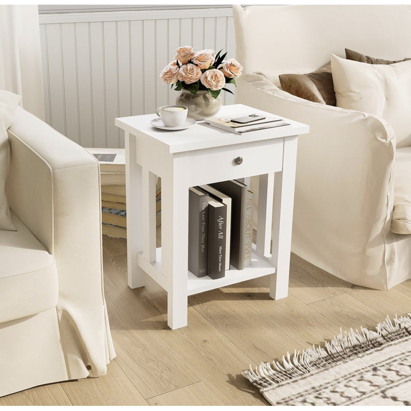 Table de chevet avec 1 tiroir et tablette de rangement
