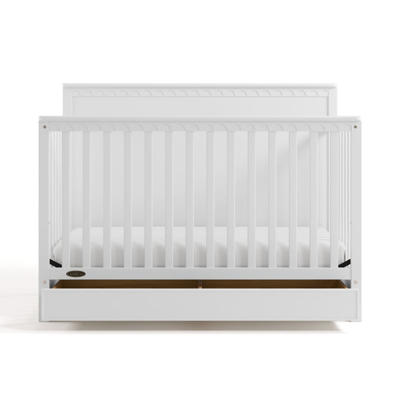 Sasha 5-In-1 Convertible Crib With Drawer, White