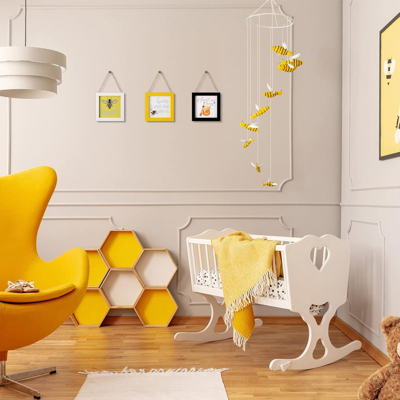 Ensemble de 3 panneaux décoratifs en bois Bee
