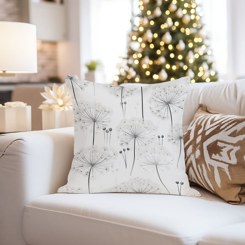 Botanical Dandelions Pattern VI Pillow Cover, 16"H x 16"W