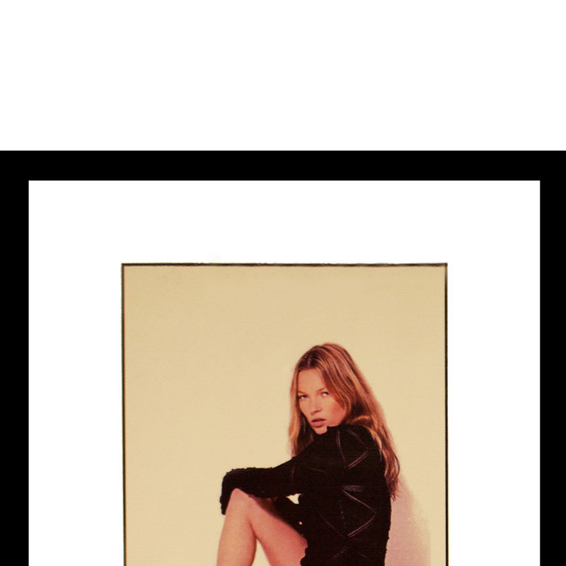 «Kate Moss Designer», reproduction encadrée