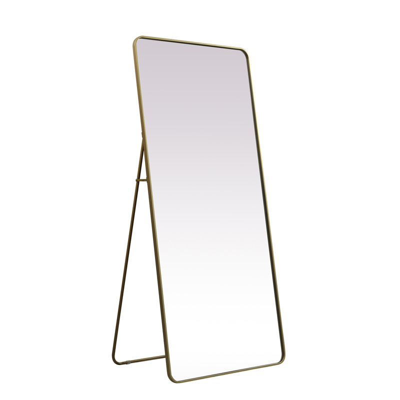 Sabine Metal Rounded Rectangle Floor Mirror, Brass, 72" x 32"