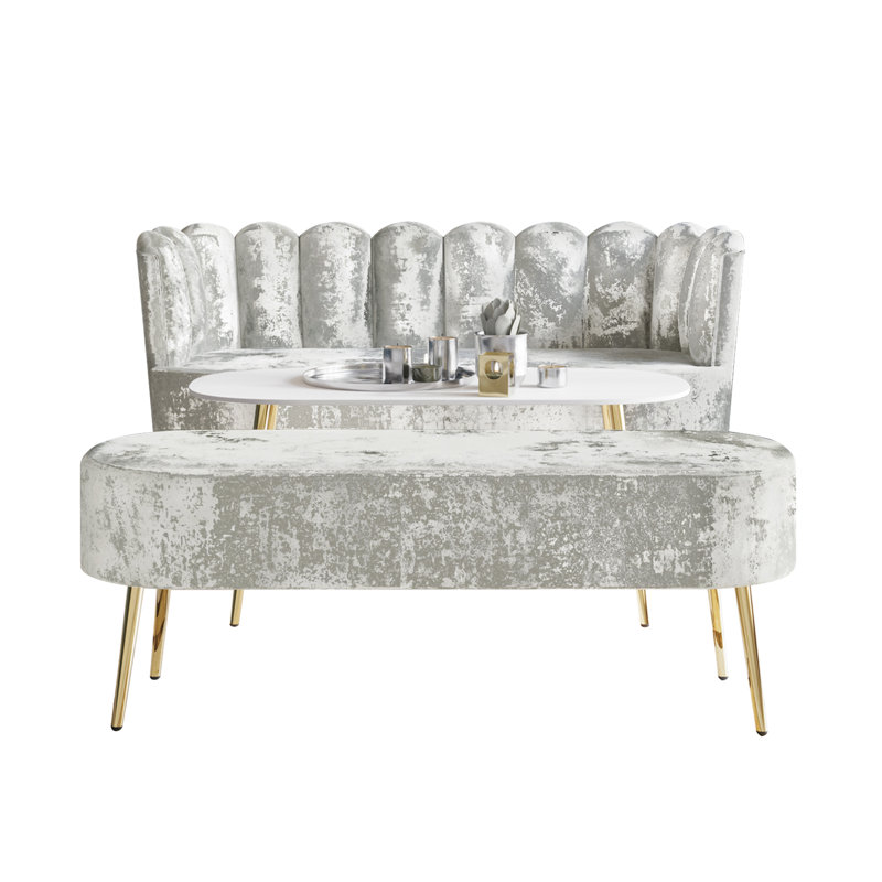 Lashaunta 3 - Piece Velvet Living Room Set, Silver Gray Velvet