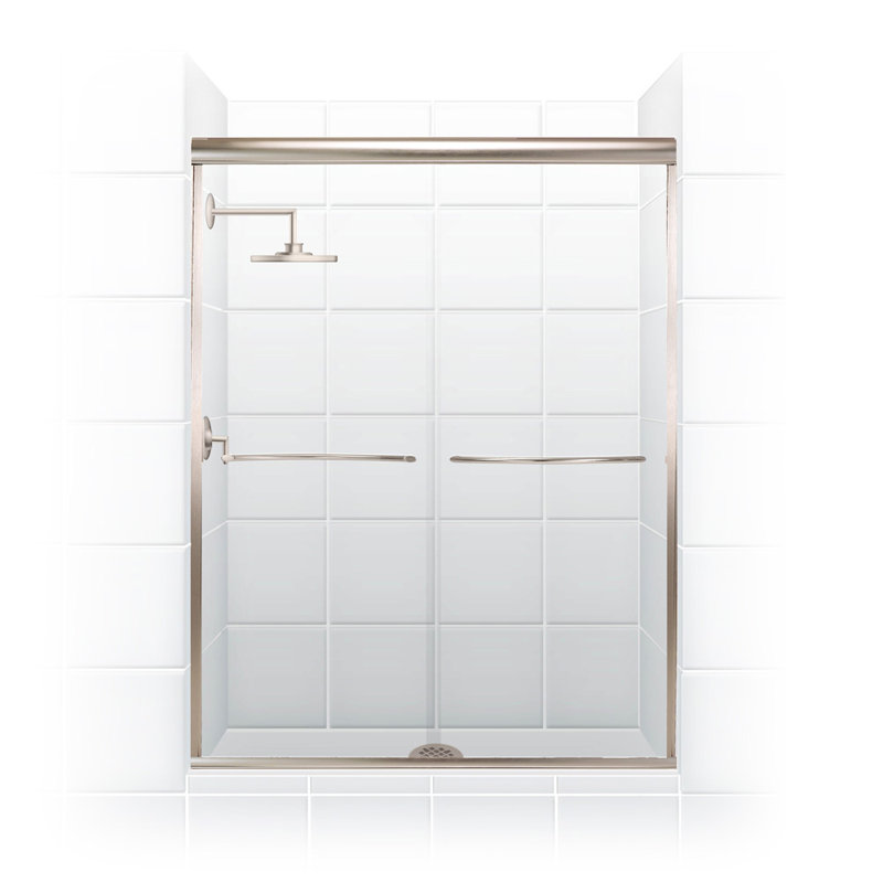 Paragon Series 48" x 71" Bypass Frameless Shower Door, Brushed Nickel