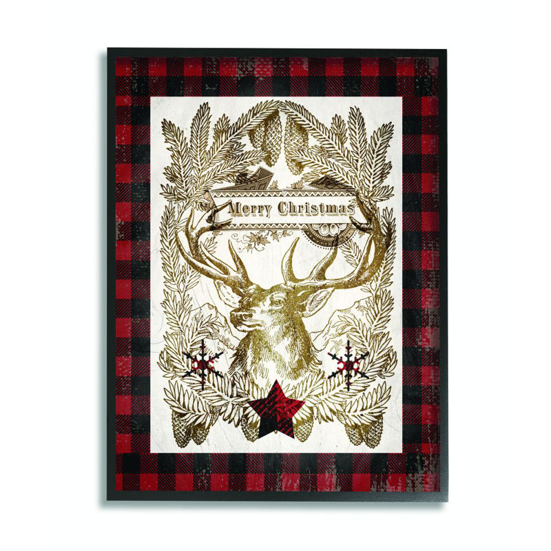 «Merry Christmas Moose», impression, H 30 po x l 24 po, Giclée encadrée noir minuit