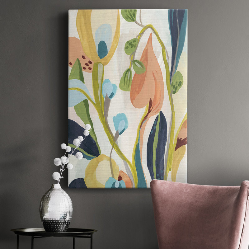 Jungle Jewels I - peinture sur toile tendue, H 12 po x l 8 po x P 1,5 po