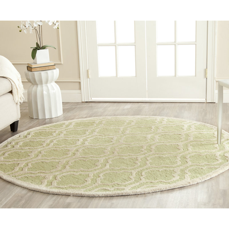 Cannen Hand Tufted Wool Geometric Rug, Round 6'